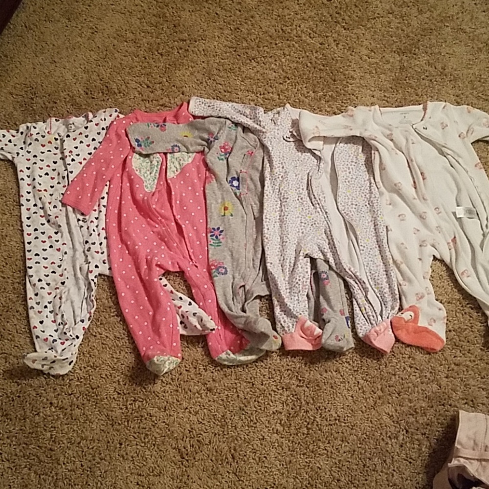 5/$16 9 month girl Footie pajamas